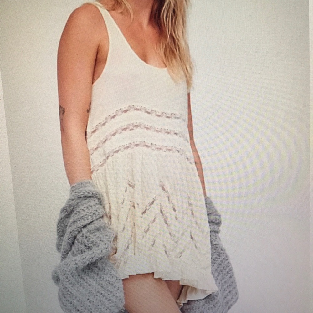 Free people lace trapeze slip dress